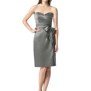 Dessy 2841....Strapless, Cocktail length, Satin dress...Gray...Size 12....NWT